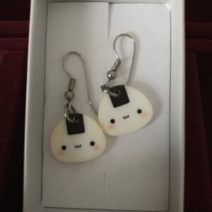 Kawaii cute sushi earrings onigiri rice triangle fantasy jewelry